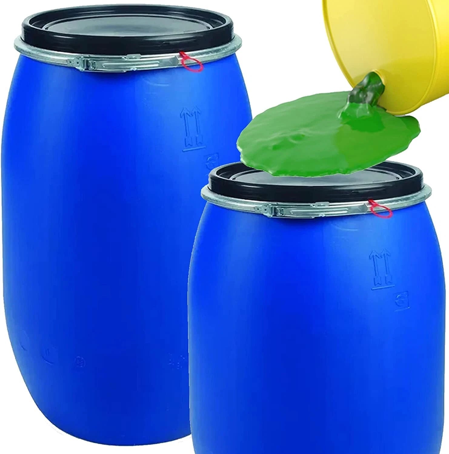 Blue Open Top Storage Food Keg Barrel Drum with Lid & Closure - Choice of Size