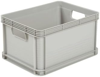 Pack of 6 – 20 Litre Euro Stacking Storage Boxes, Heavy Duty Plastic Containers, Food Grade, 30Kg Load, 400X300X220Mm, Industrial Warehouse Garage Storage Bins (Grey)