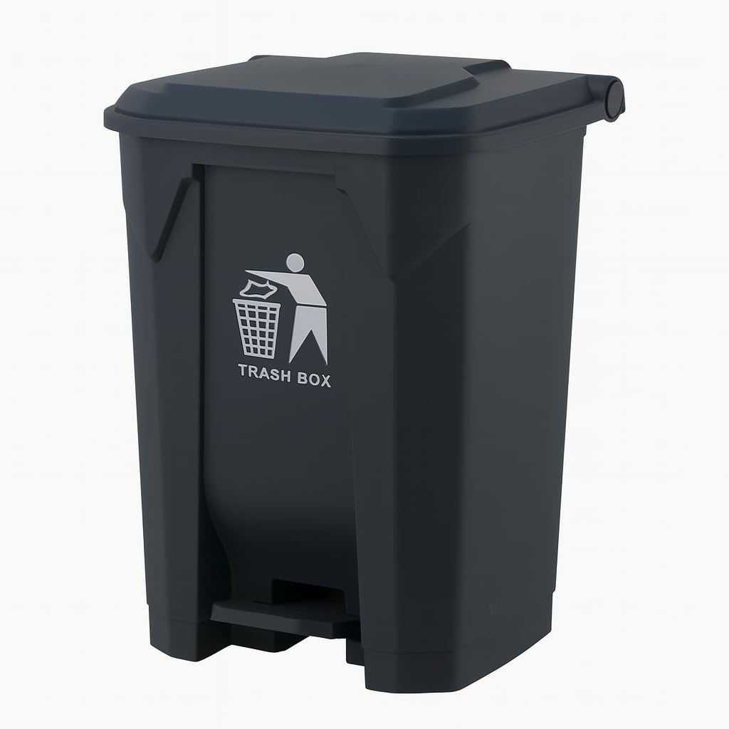 30L 50L 80L Recycling Dustbin Rubbish Pedal Bin Waste Trash Kitchen Indoor Outdoor Rubbish and Waste Bin with Pedal Home Office (30 Litre Black)