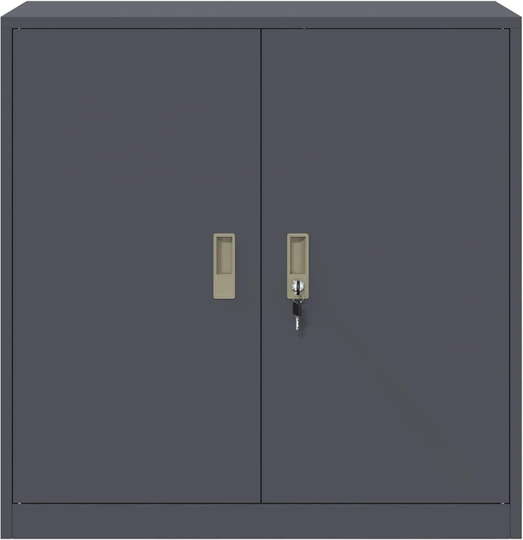 Industrial Steel Storage Cabinet with Lockable Doors, Anthracite 90 X 40 X 90 Cm, Se Office Storage for Files and Stationery, Durable Powder-Coated Steel
