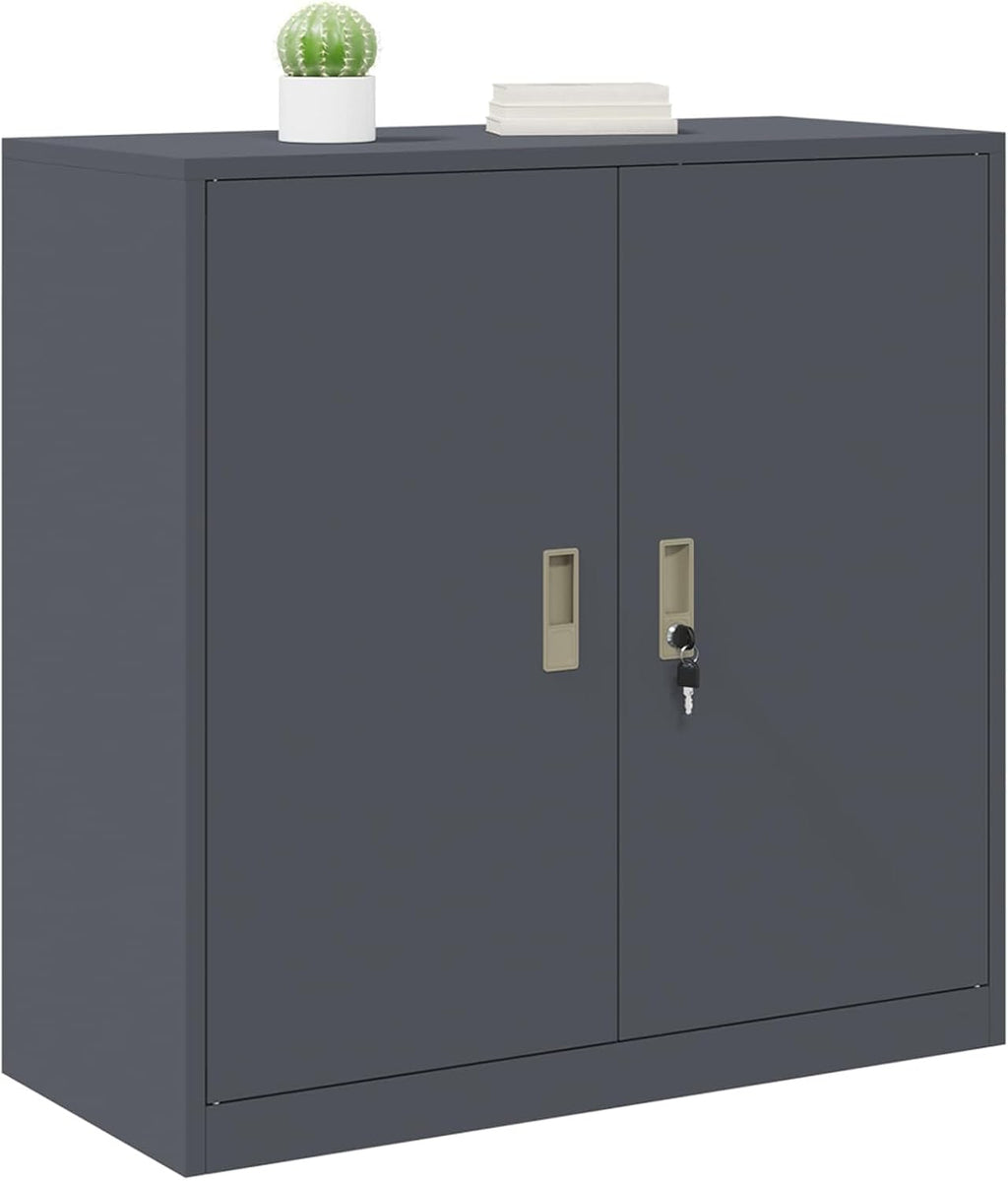 Industrial Steel Storage Cabinet with Lockable Doors, Anthracite 90 X 40 X 90 Cm, Se Office Storage for Files and Stationery, Durable Powder-Coated Steel