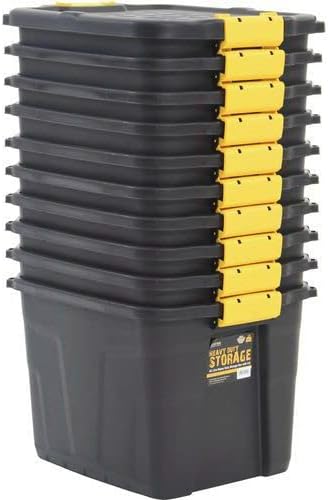 Storage Container, Black, 10 Pack, 60L, 600X400X400Mm | Plastic Storage Box Keeps Items Protected with Durable Stackable Design, Helping Organise Garages, Homes, and Workplaces
