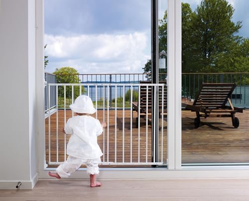 Multidan, Covers Openings between 62.5-106.8 Cm/24.6-42 Inches, Extendable Stair Gate/Baby Gate/Safety Gate, Metal, White, Made in Denmark - (Pet Gate/Dog Gate)