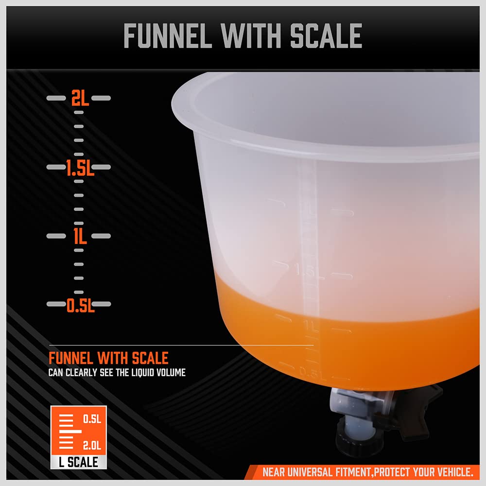 No-Spill Coolant Funnel Kit with Valve Switch, Radiator Bleeder Funnel Kit, Universal Fitment Applicable to Any Vehicle (15 Piece)