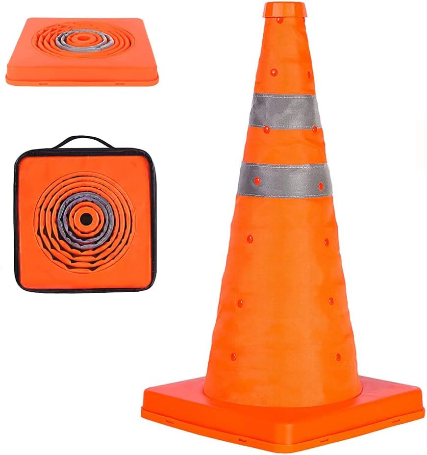 Collapsible Traffic Cone 45 Cm (18") - Reflective Pop up Safety Cone, Orange Road Cone for Car Breakdown, Parking & Sports (1 Piece)