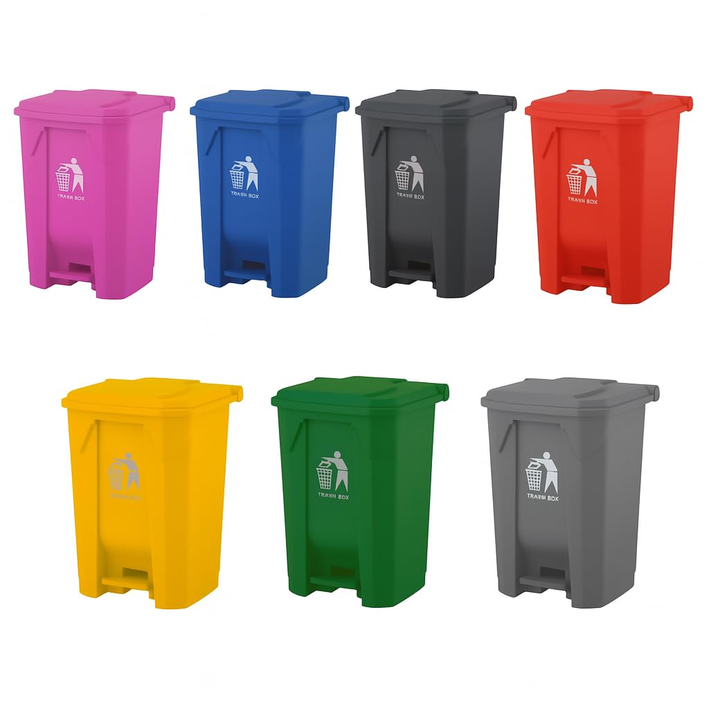 30L 50L 80L Recycling Dustbin Rubbish Pedal Bin Waste Trash Kitchen Indoor Outdoor Rubbish and Waste Bin with Pedal Home Office (30 Litre Black)