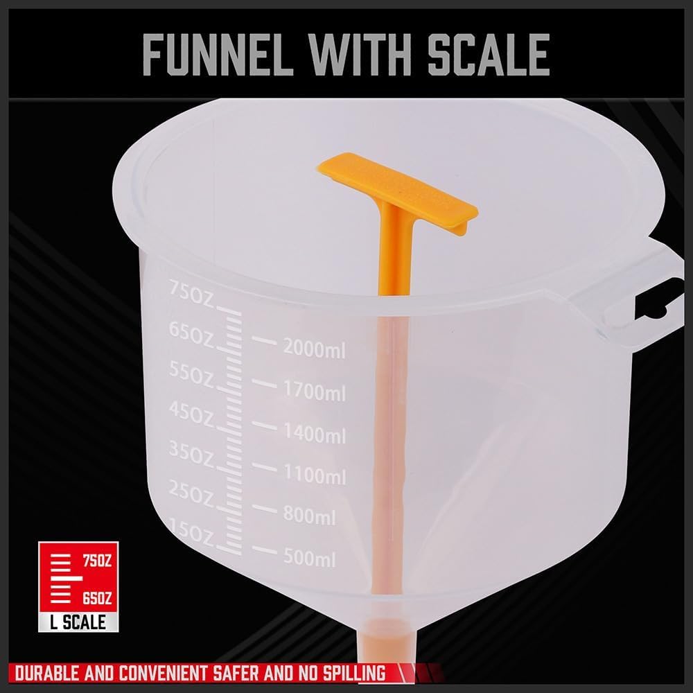 No-Spill Coolant Funnel Kit, 15 Piece Fluid and Oil Funnel Set, Allows Access to Hard-To-Reach Radiators, Universal Fitment Applicable to Any Vehicle