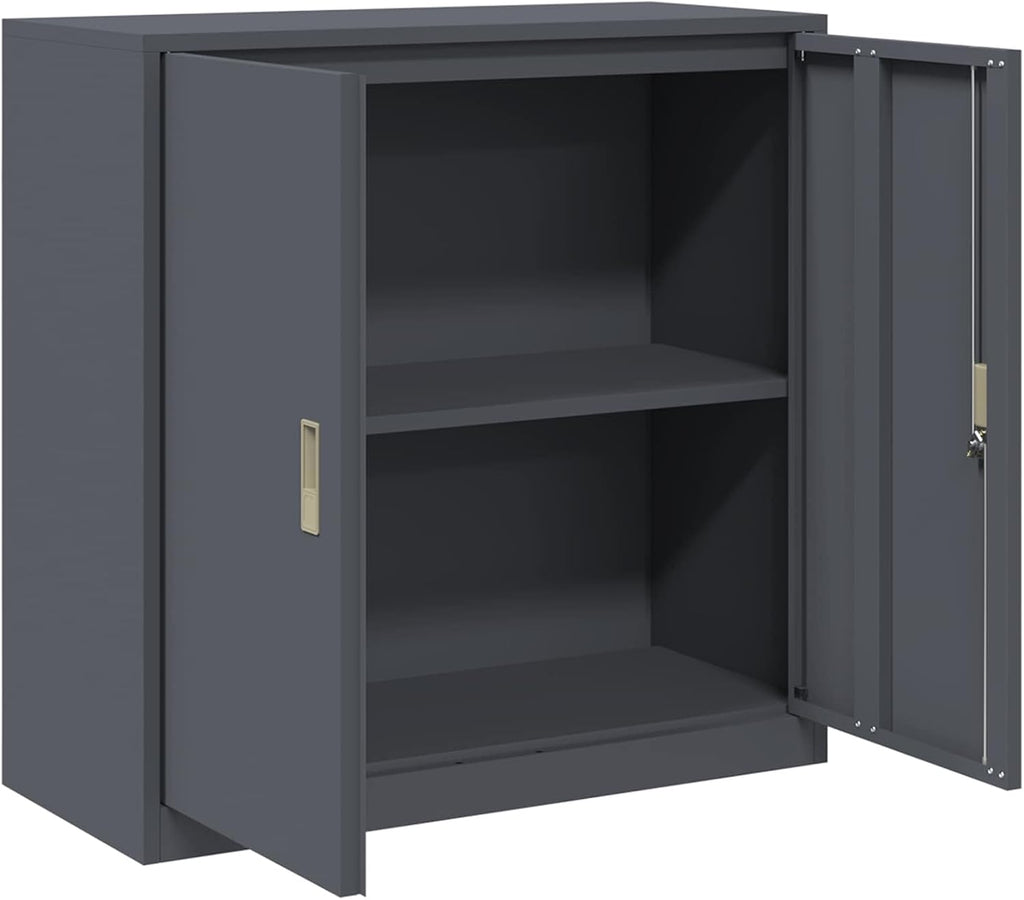 Industrial Steel Storage Cabinet with Lockable Doors, Anthracite 90 X 40 X 90 Cm, Se Office Storage for Files and Stationery, Durable Powder-Coated Steel