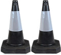 - 2 X 500Mm High Black Traffic Safety Street Cone Reflective Sleeve Suitable for Highways Heavy Duty Weighted Base Black Safety Cone Pedestrian Separator