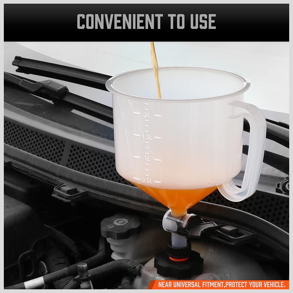 No-Spill Coolant Funnel Kit with Valve Switch, Radiator Bleeder Funnel Kit, Universal Fitment Applicable to Any Vehicle (15 Piece)