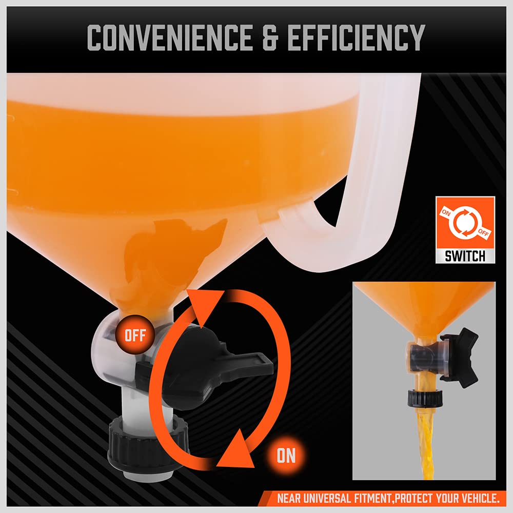 No-Spill Coolant Funnel Kit with Valve Switch, Radiator Bleeder Funnel Kit, Universal Fitment Applicable to Any Vehicle (15 Piece)