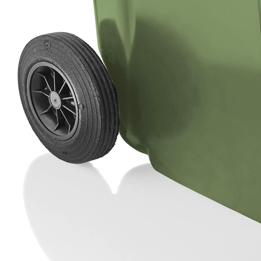 Green Household Wheelie Bin Large 240 Litre Standard Size Bin | Including Rubber Wheels & Lid