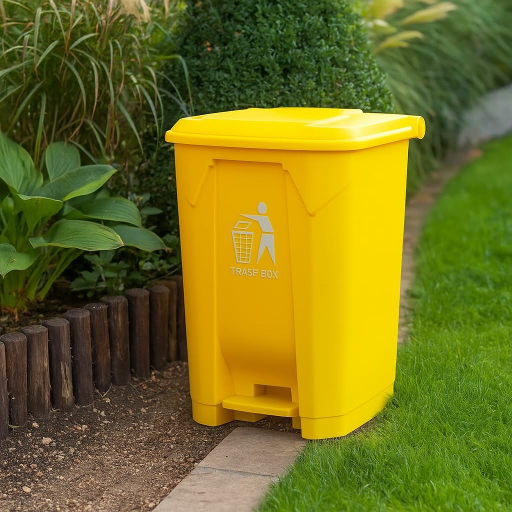 30L 50L 80L Recycling Dustbin Rubbish Pedal Bin Waste Trash Kitchen Indoor Outdoor Rubbish and Waste Bin with Pedal Home Office (30 Litre Black)