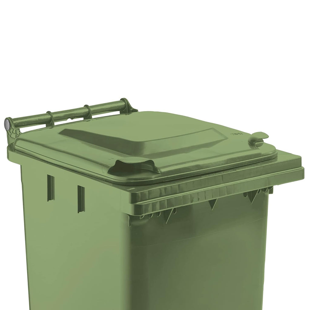 Green Household Wheelie Bin Large 240 Litre Standard Size Bin | Including Rubber Wheels & Lid