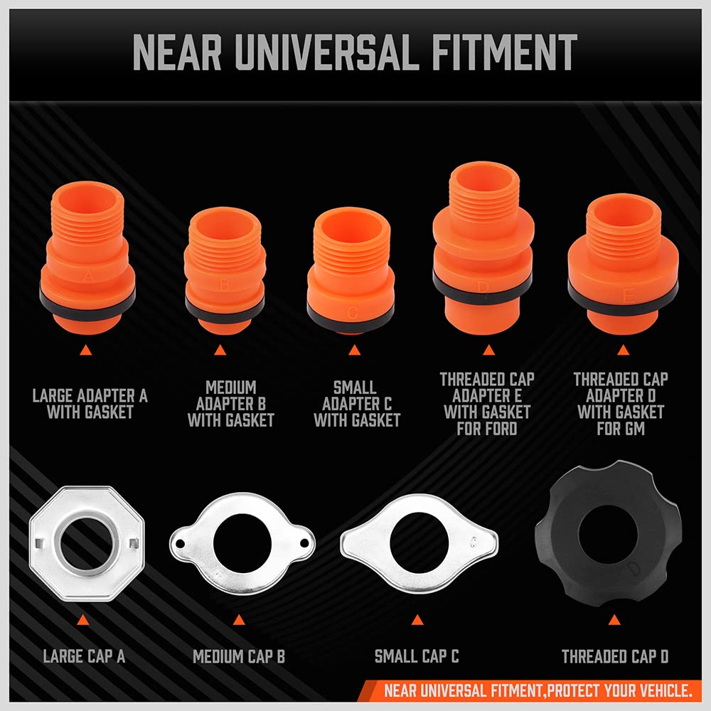 No-Spill Coolant Funnel Kit with Valve Switch, Radiator Bleeder Funnel Kit, Universal Fitment Applicable to Any Vehicle (15 Piece)