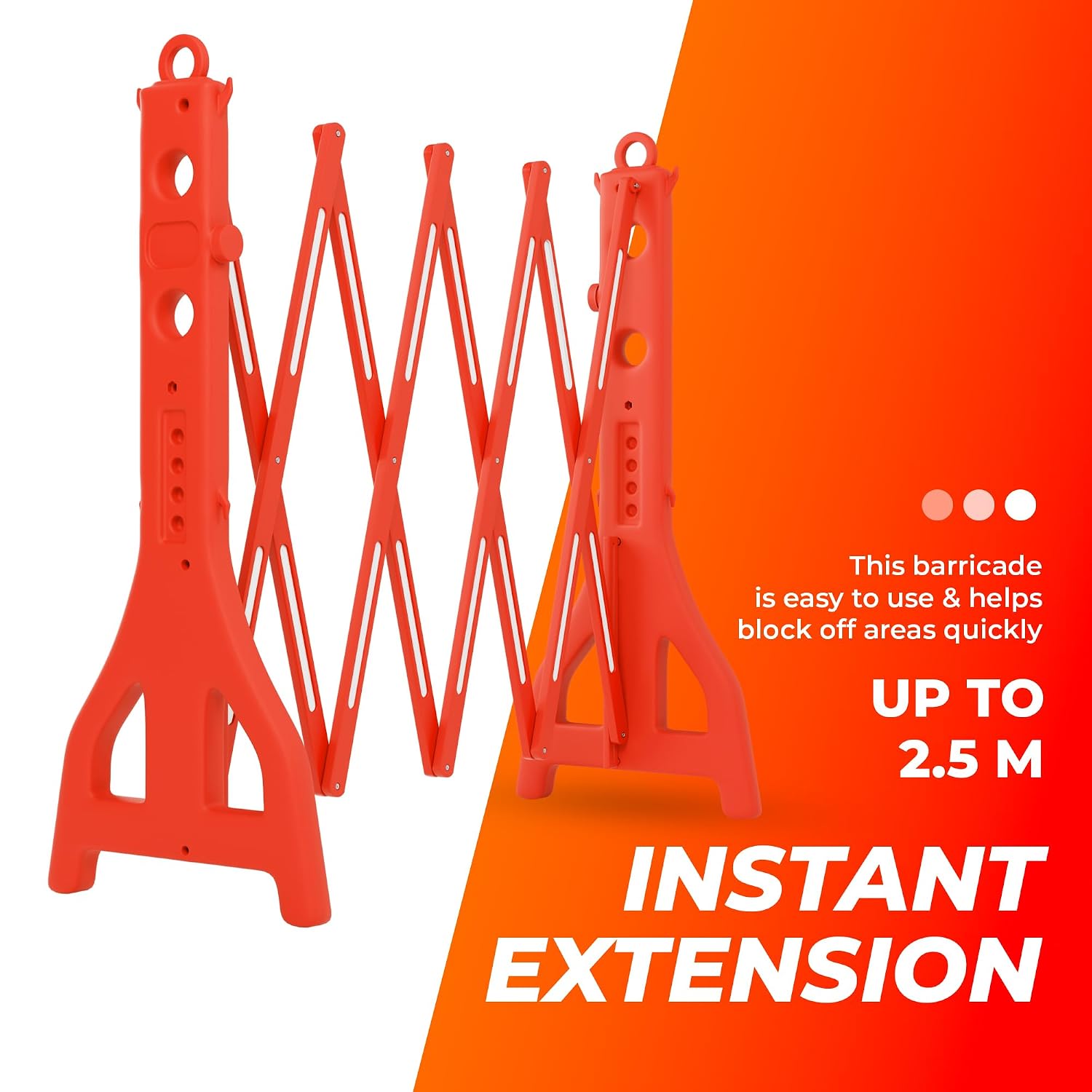 Expandable Mobile Barrier for Safety - Red | Plastic Extendable Folding Barricade | Portable Safety Barrier with Reflective Strips for Events, Construction & Pedestrian Control - 2 Barriers