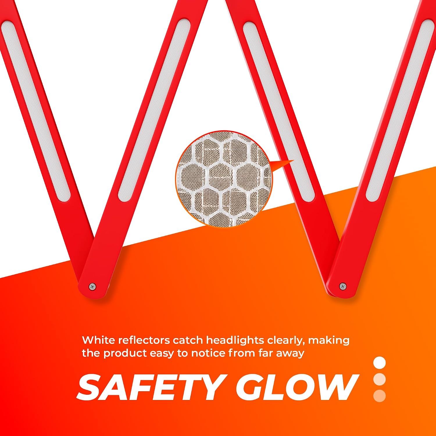 Expandable Mobile Barrier for Safety - Red | Plastic Extendable Folding Barricade | Portable Safety Barrier with Reflective Strips for Events, Construction & Pedestrian Control - 2 Barriers