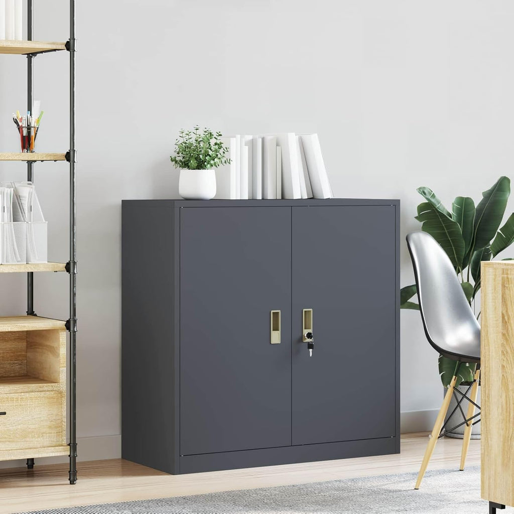 Industrial Steel Storage Cabinet with Lockable Doors, Anthracite 90 X 40 X 90 Cm, Se Office Storage for Files and Stationery, Durable Powder-Coated Steel