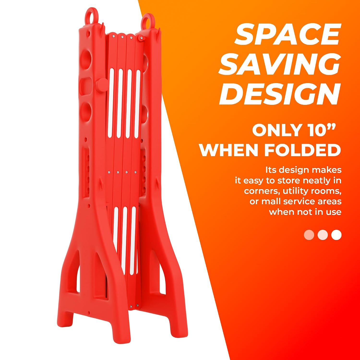 Expandable Mobile Barrier for Safety - Red | Plastic Extendable Folding Barricade | Portable Safety Barrier with Reflective Strips for Events, Construction & Pedestrian Control - 2 Barriers