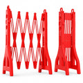 Expandable Mobile Barrier for Safety - Red | Plastic Extendable Folding Barricade | Portable Safety Barrier with Reflective Strips for Events, Construction & Pedestrian Control - 2 Barriers