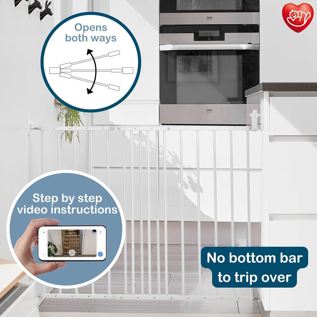 Multidan, Covers Openings between 62.5-106.8 Cm/24.6-42 Inches, Extendable Stair Gate/Baby Gate/Safety Gate, Metal, White, Made in Denmark - (Pet Gate/Dog Gate)